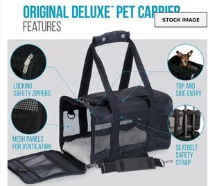 Sherpa Pet Carrier Deluxe Black Travel with your Pet Airline Approved Carry-on